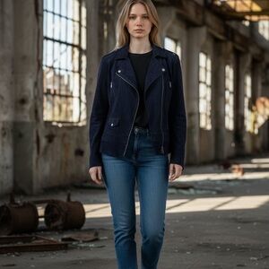 BCBGMaxAzria Dark Blue Leather Jacket